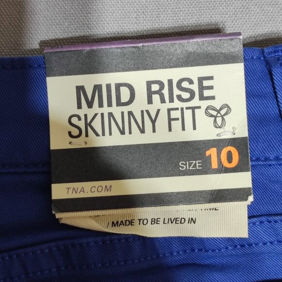 NWT TNA twill pants women's size 10 blue colour Mid-rise Skinny fit Stretchy - Picture 8 of 14